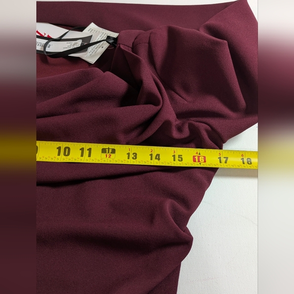 BETSY & ADAM Cape Sleeve Draped Sheath  Dress Burgundy Size US 2 Petite RP$199 - Picture 11 of 16